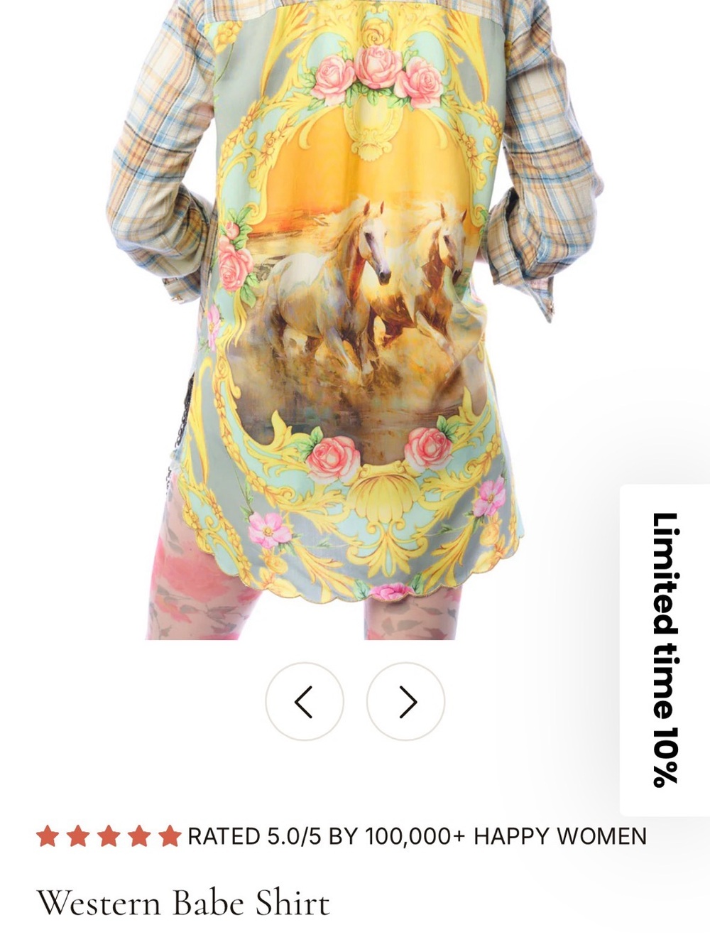 Aratta new Western Babe Shirt with Pastel Horse Print